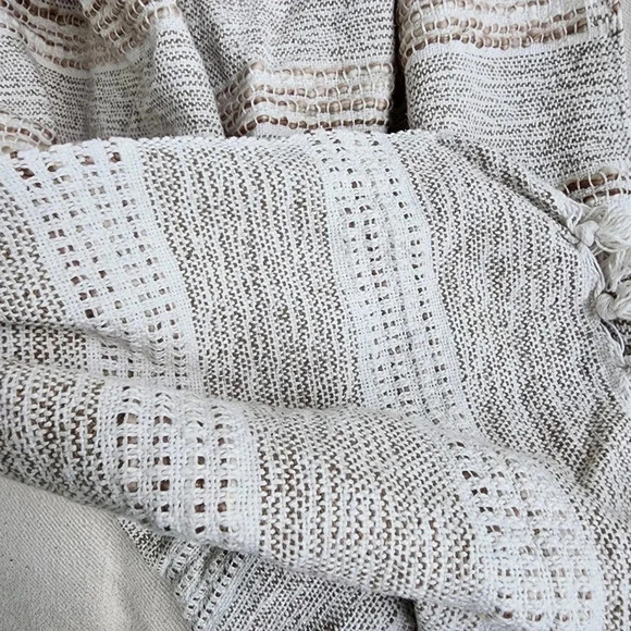 Celerie Kemble White & Gray Decorative Tapestry Mateo Throw India 50" x 60" - Picture 5 of 15